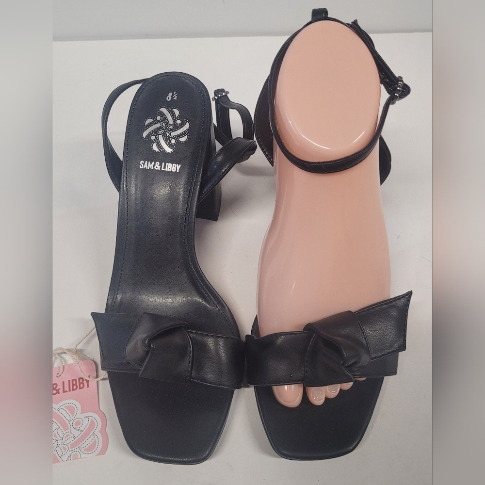 Sam & Libby New Black Strappy Sandals Heels Open Toe 8.5